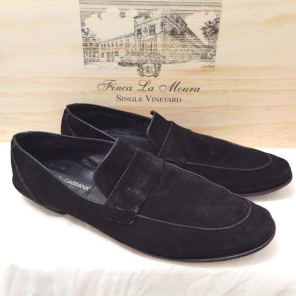 Dolce & Gabbana Black Suede Loafers Italian Leather Made In Italy US 7 1/2 Used - Picture 3 of 15